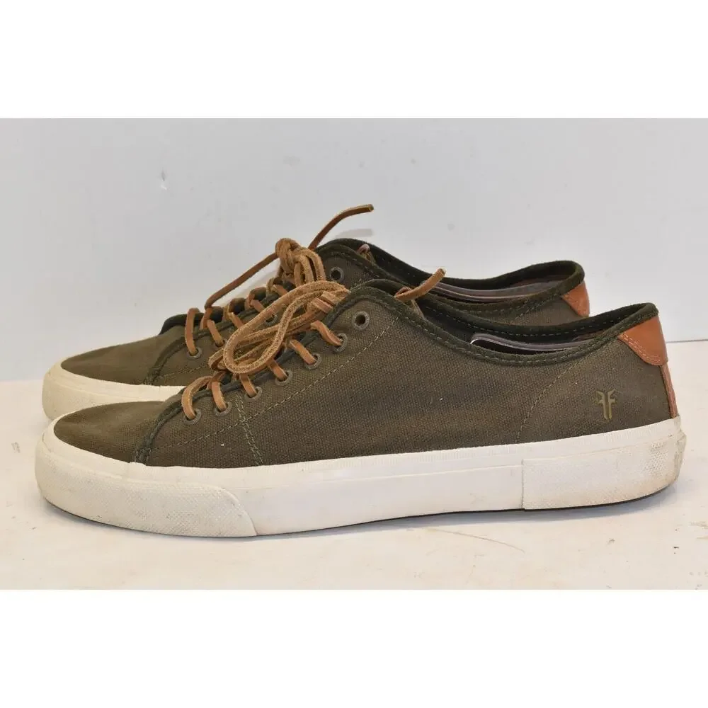 Frye Men's Ludlow Slip-On Canvas Shoes Olive Green Size 13 Style 3481491-OLV